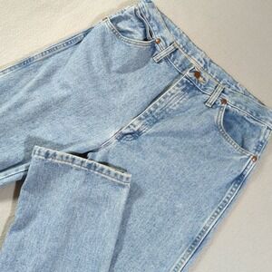 Wrangler Mens Light Wash Straight Leg Denim Jeans 35x36 Cowboy Cut Original Fit